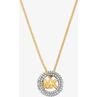 MK Pavé and Logo Charm Two-Tone Necklace - Silver - Michael Kors - ONE SIZE
