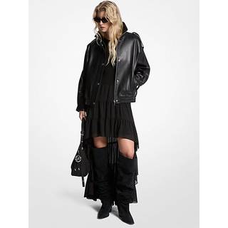 MK Oversized Leather Blouson Jacket - Black - Michael Kors - M-L