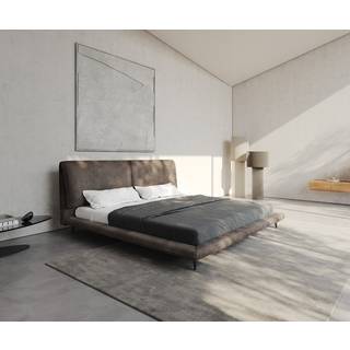 Polsterbettgestell Cusino 180x200 cm Mikrofaser Taupe Vintage