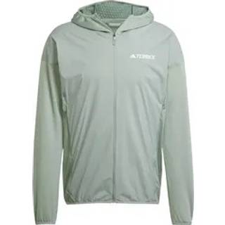 Adidas Men's Terrex Xperior Climawarm+ Wind Light Fleece Hooded Jacket Silver Green, XL