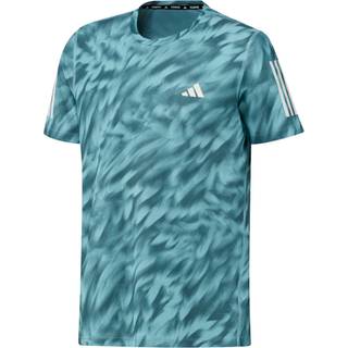adidas Own The Run Allover Print T-Shirt Løbeshirt Herrer størrelse L farve turkis