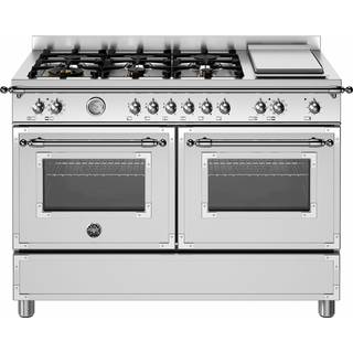 Bertazzoni HER126G2EXT Heritage Gaskomfur 120 cm med dobbeltovn og 6 brændere, rustfrit stål