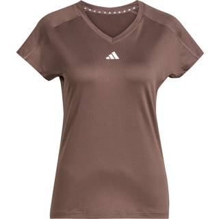 adidas adidas Brown Light Aeroready Train Essentials Minimal Branding V-Neck T-Shirt