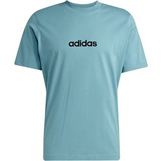 adidas adidas Green Blue Single Essentials Linear 100% Cotton Jersey T-Shirt