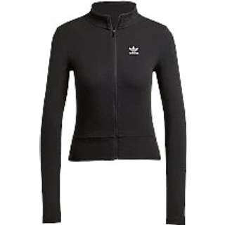 adidas Originals Essential Ribbed Long Sleeve Full Zip Top, Sort - XL