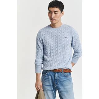GANT Herre Crewneck sweater af bomuld med kabelstrik (XL)