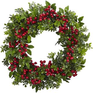 Nästan naturlig 24in. Berry Boxwood -krans