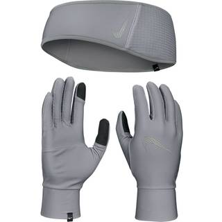 Nike Essential Running Set Stirnband + Running Gloves Women - Grey, Silver, Size XS/S - grey