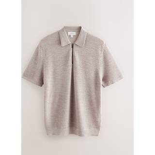 Next Normal pasform Signature 100% Merino Textured Kortærmet Quarter Zip Knit Polo-skjorter - medium