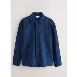 Next Indigo Blue Patchwork Long Sleeve 100% Cotton Shirt - xsmall