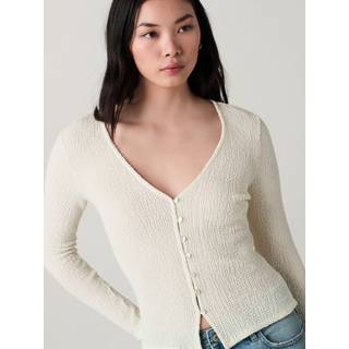 Next Ecru Textured Long Sleeve Button Through Cardigan
