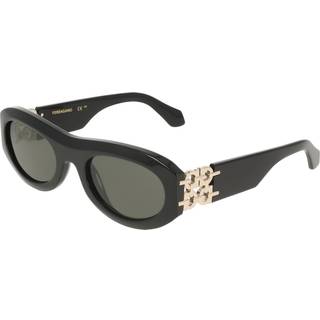 Ferragamo Kvinde SF2082SE 001 Solbriller Acetat Sort Grå Rund Normal