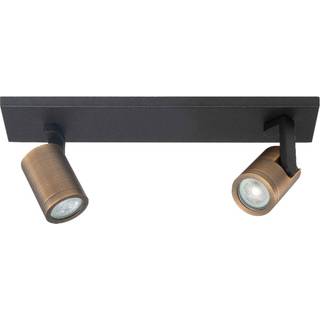 HighLight Loftspot Halo, sort/messing poleret Længde 40 cm 2 lyskilder. dæmpbar, Sort, Stue/spisestue, Metal, Moderne, Flerhovedet loftbelysning