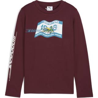 Super PUMA Graphic Long Sleeve Tee Youth, Clothing, Ruby Shimmer, 15-16Y