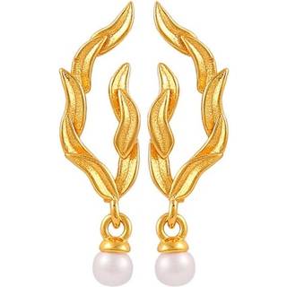 Hultquist Marigold leaf øreringe i guldbelagt med perle