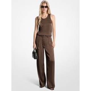 MK Drapey Satin Wide Leg Trousers - Brown - Michael Kors - EU 32
