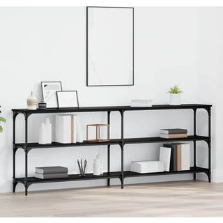 Konsolbord Sort eg 200 x 29 x 75 cm Laminat træ og metal