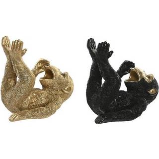 Dekorativ figur Home ESPRIT Sort Gylden Abe 24,5 X 15 X 22,5 CM (2 enheder)