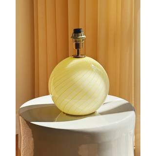 Vintage Murano lampefod | Gul swirl-glas & messing, H18 cm