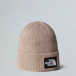 The North Face Logo Box Cuffed Beanie Hat, Beige - One Size