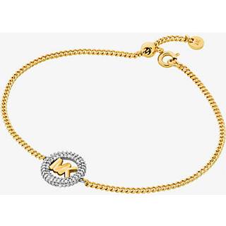 MK Pavé and Logo Charm Two-Tone Slider Bracelet - Silver - Michael Kors - ONE SIZE