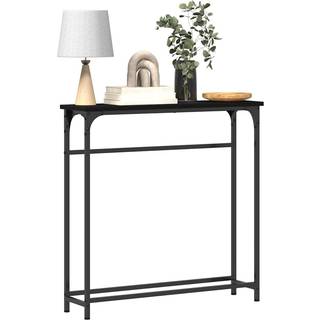 Konsolbord Sort Eg 75 X 19.5 X 75 Cm Laminat Træ Og Metal