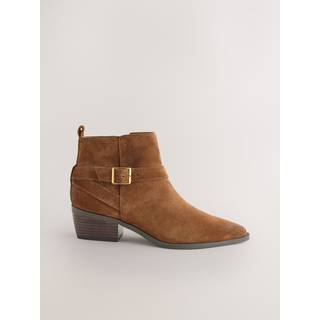 Next Tan Brown Suede Forever Comfort Burnished Ankle Strap Boots