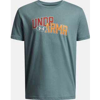 Under Armour Overlay Wordmark Boys' Short Sleeve Serpentine / Blaze Orange YXL (160 - 170 cm)