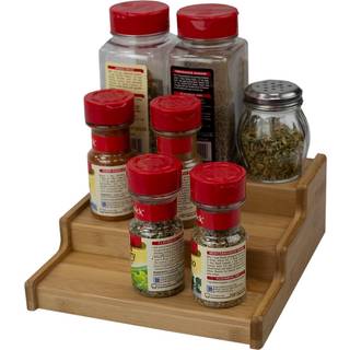 Grundl?ggende om hjemmet Bambus Expandable Kitchen Cabinet Pantry Shelf Organizer/Spice Rack- 3 Level Storage Easy Pull Out Milj?venlig naturlig