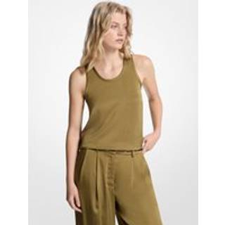 MK Satin Racerback Tank Top - Green - Michael Kors - XL