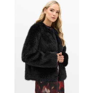 Lts Tall Black Faux Fur Collarless Jacket 20 Lts | Tall Women's Jackets