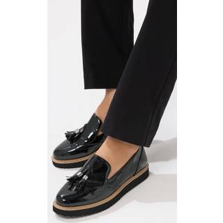 Lts Black Patent Tassel Slipon Loafers In Standard Fit Size Standard > 10 - Standard 10