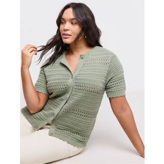 Simply Be Simply Be Green Pointelle Short Sleeve Cardigan