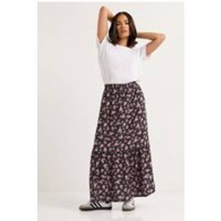 PixieGirl Petite PixieGirl Petite Black Single Ditsy Tiered Maxi Skirt - 44