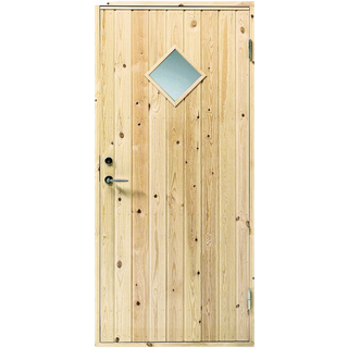 Swedoor udhusdør højre fyr med glas ubhehandlet m/karm 948x2050x92mm m/fyrbund udadgående