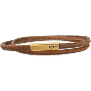 Scrouples Force armbånd brunt læderarmbånd 2 rk. forgyldt stål lås