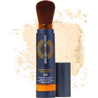 Brush On Block SPF 30 Mineral Powder Solcreme Ny formel med niacinamid, hyaluronsyre og C-vitamin Bredspektret Vandafvisende, gennemskinnelig til