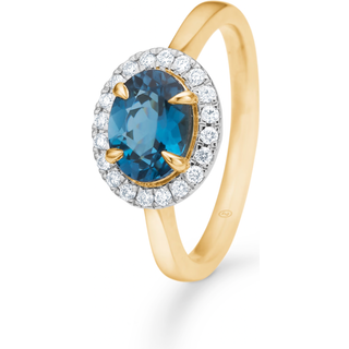 Mads Z Midnight Blue ring i 14 kt guld med diamanter og topas - Str. 54