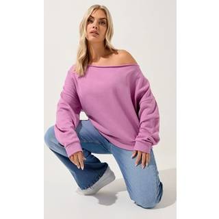 Yours Curve Yours Curve Pink Off Shoulder Crew Neck T-Shirt
