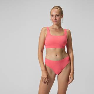 Women's Textured Deep U-Back Bikini Coral - Orange