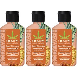 Hempz Mini Body Wash 3-Pack Sweet Ananas & Honning Melon rejse essentials Small Body Wash 2,25 oz