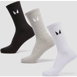 MP Unisex Crew Socks (3 Pack) - White/Black/Grey Marl - UK 12-14 - Sort