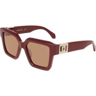 Ferragamo Kvinde SF2084S 606 Solbriller Acetat Bordeaux Brun Firkantet Normal