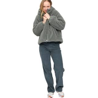 Mazine Women's Faux-Fur Hooded Jacket Fritidsjakke Damer størrelse M farve grå/olivengrøn