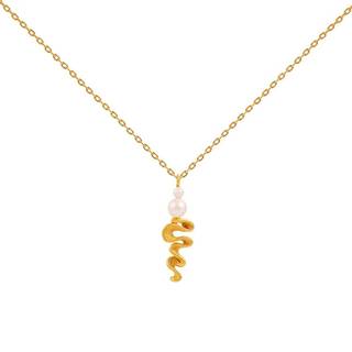 Hultquist Hedda halskæde i guldbelagt med perle