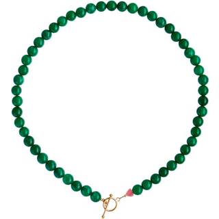 Cherie Bon Bon Halskæde, Gold Plated/Green Jade, 45 cm