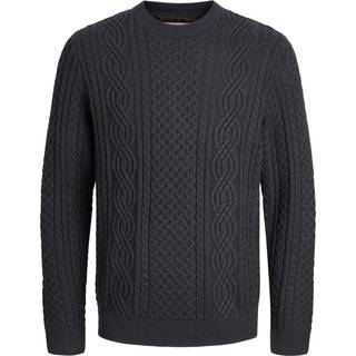 Blusean Cable Crew Neck Striktrøje, Dark Navy, S