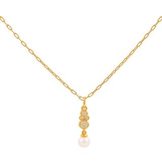 Hultquist Scarlet halskæde i guldbelagt med perle og zirkonia