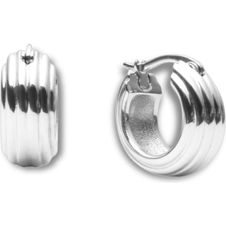 Mockberg Edge Ribbed Small Silver Hoops