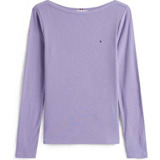 Ribbed Slim Boat Neck Long Sleeve T-Shirt